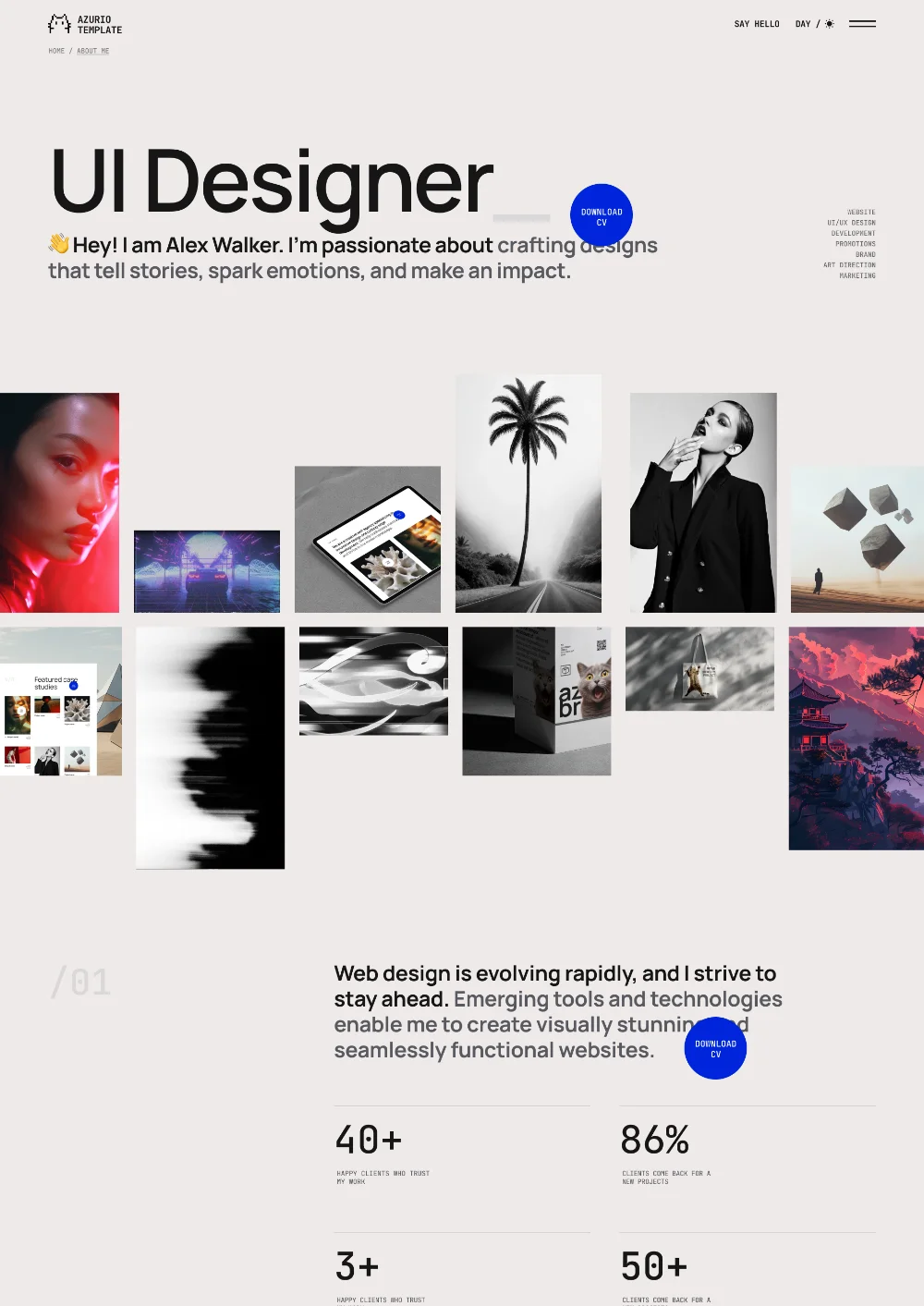 Azurio Template Image - About Me Page Link