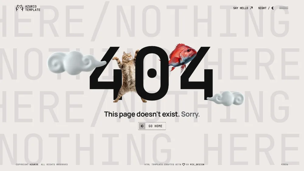 Azurio Template Image - 404 Error Page Link